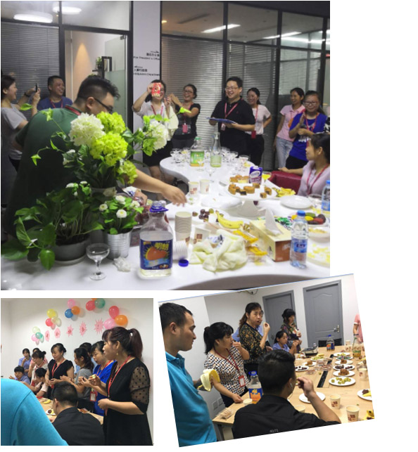 （前方車間茶話會也開展的如火如荼，大家放松心情，暢所欲言，品味中秋美食）